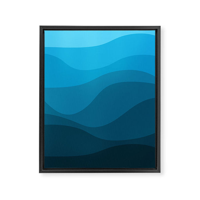Blue wavy ocean Framed Canvas Print Gallery Image 1