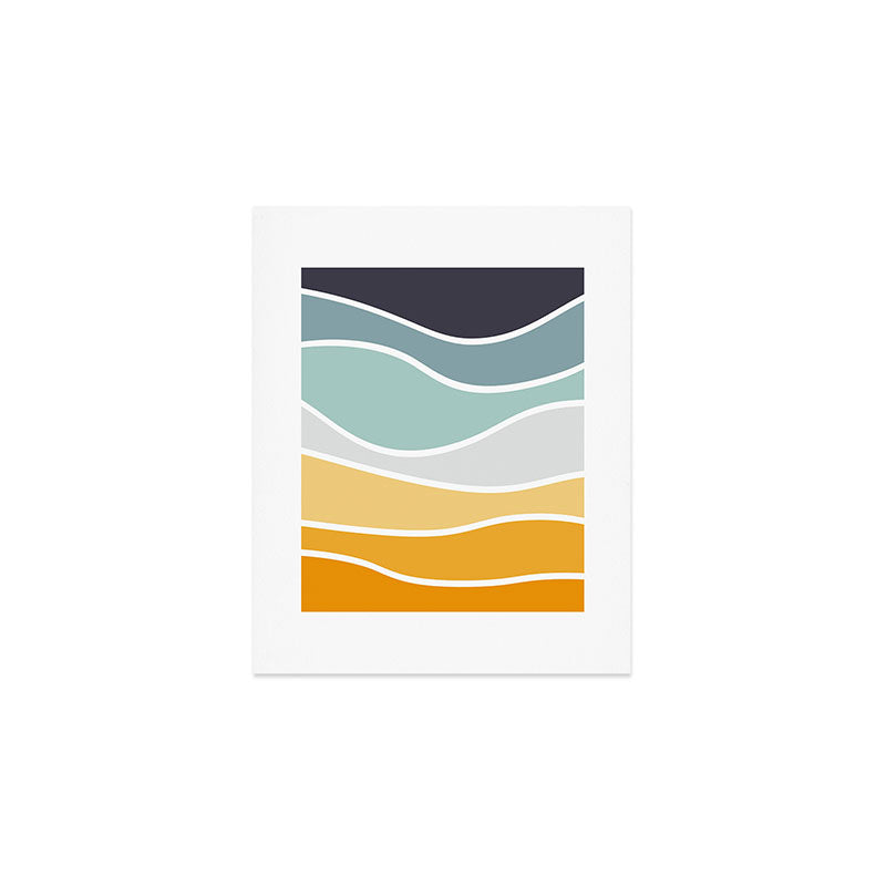 Colorful summery retro style waves Art Print Gallery Image 1
