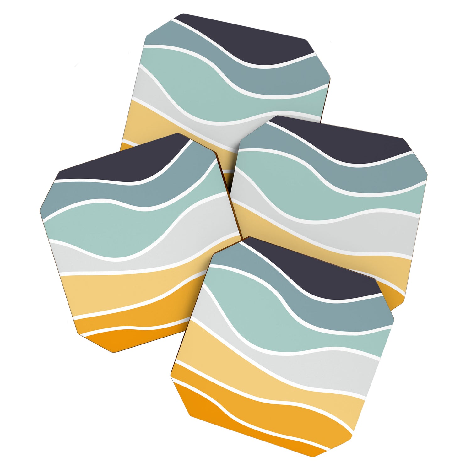 Colorful summery retro style waves Coaster Gallery Image 1