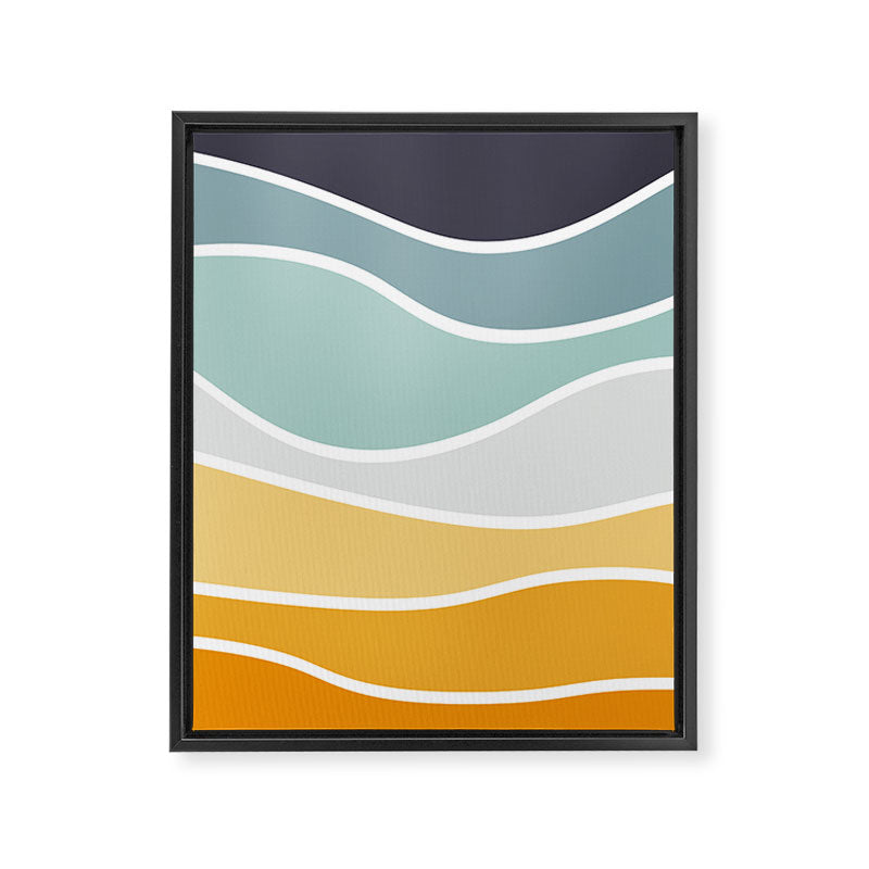 Colorful summery retro style waves Framed Canvas Print Gallery Image 8