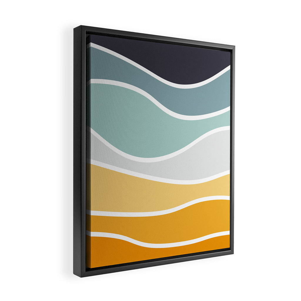 Colorful summery retro style waves Framed Canvas Print Gallery Image 2