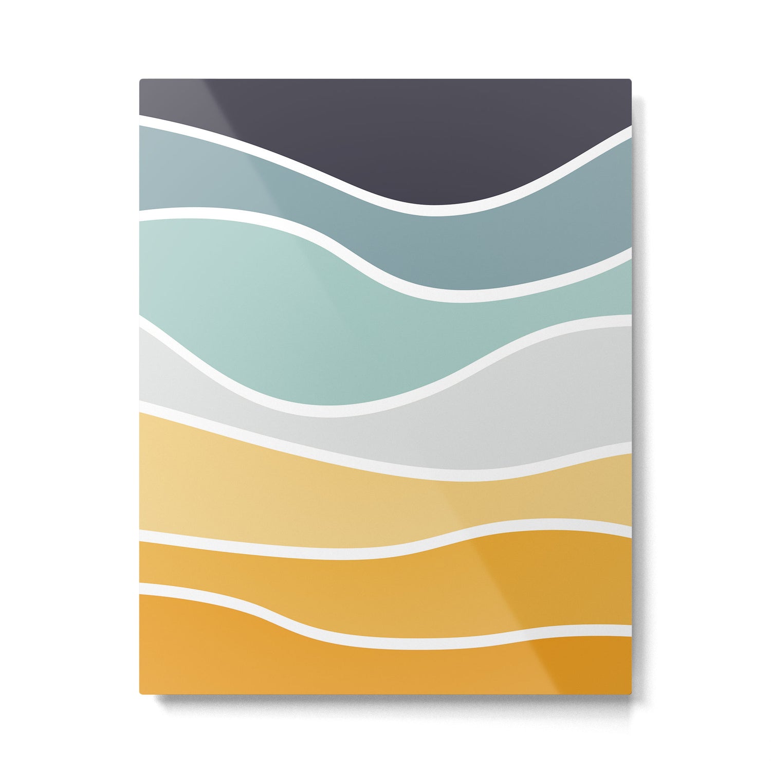 Colorful summery retro style waves Metal Print Gallery Image 6