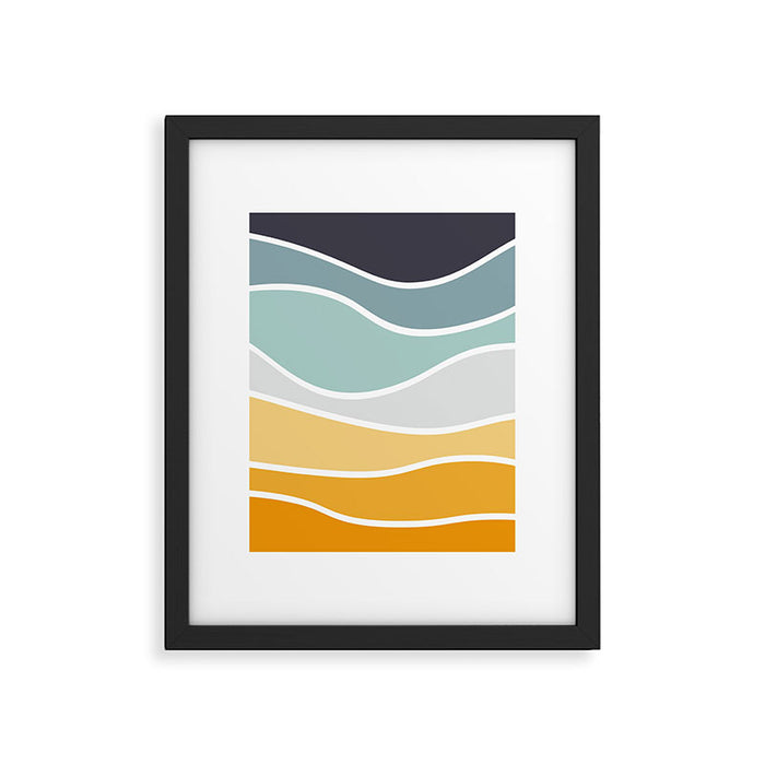 Colorful summery retro style waves Framed Art Print Gallery Image 1
