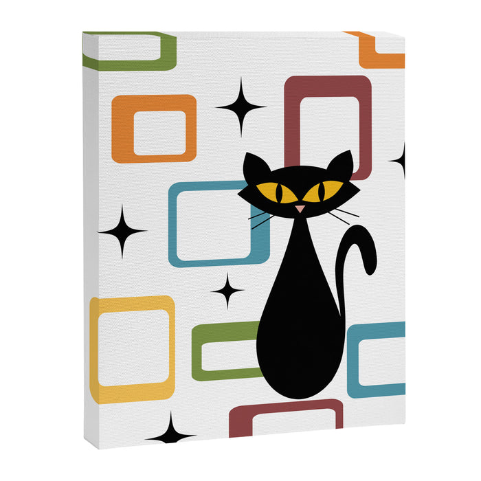 Mid Century black cat Canvas Print Gallery Image 1