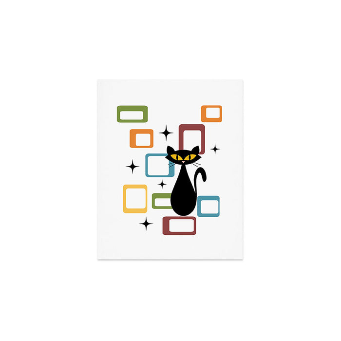 Mid Century black cat Art Print Gallery Image 1