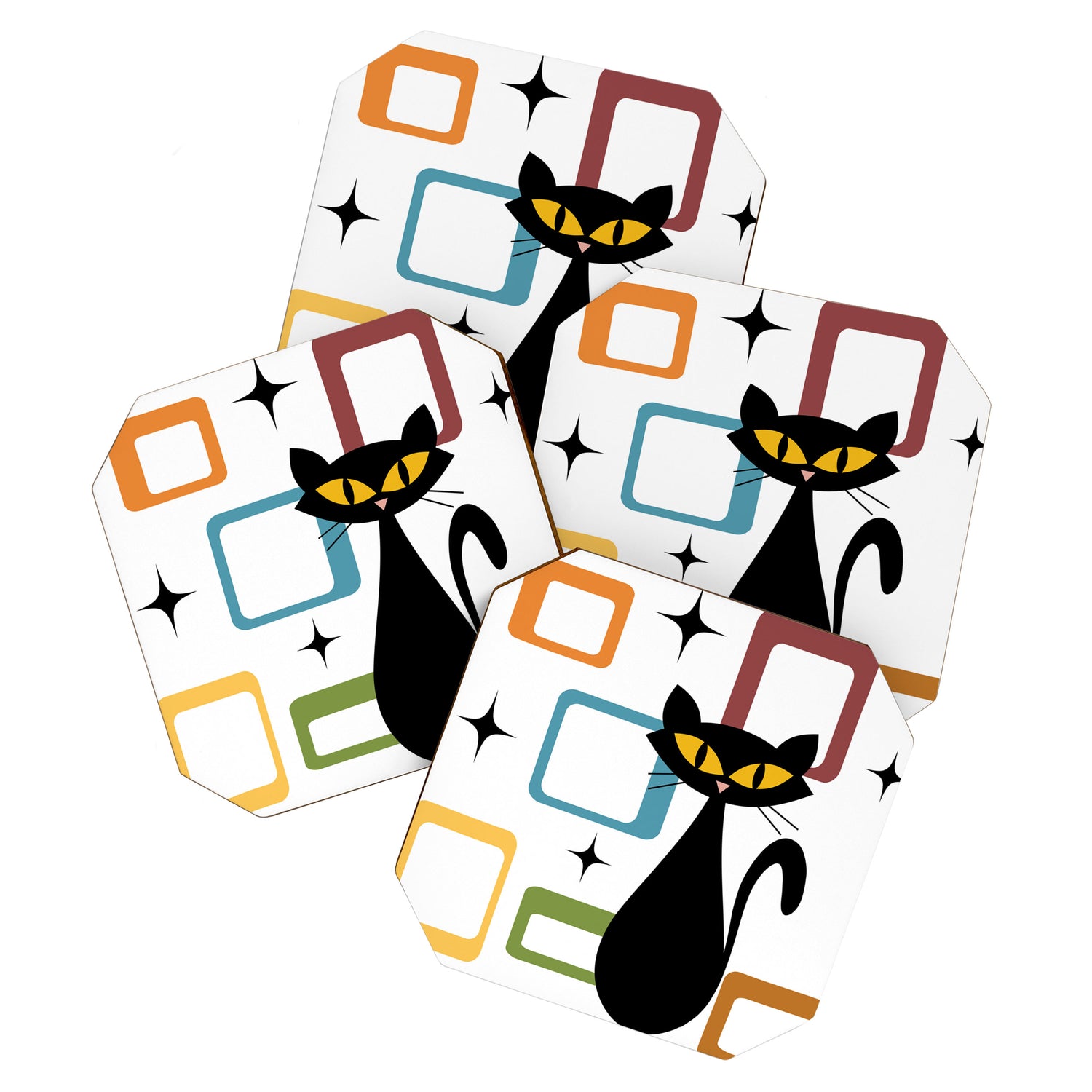 Mid Century black cat Coaster Gallery Image 1