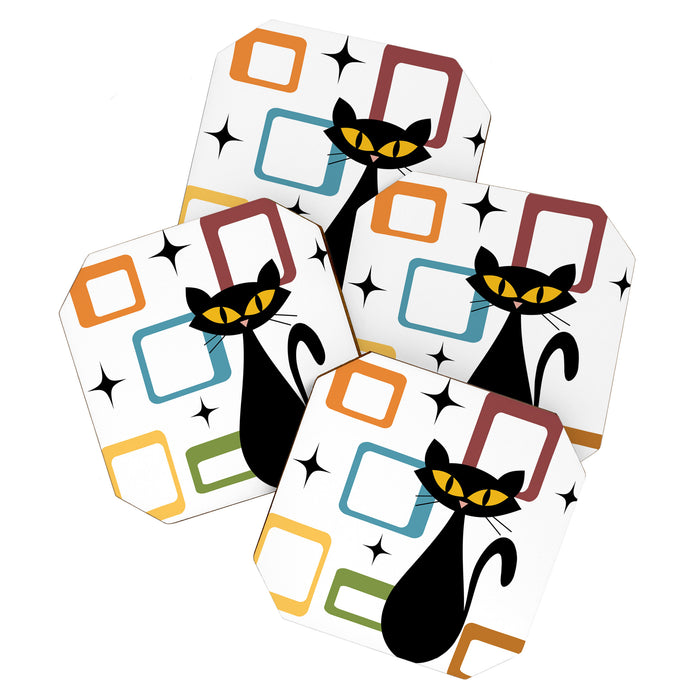 Mid Century black cat Coaster Gallery Image 1