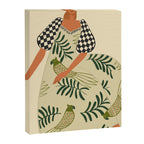 a girl in a dress with parrots Canvas Print Gallery Image 6
