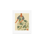 a girl in a dress with parrots Art Print Gallery Image 1