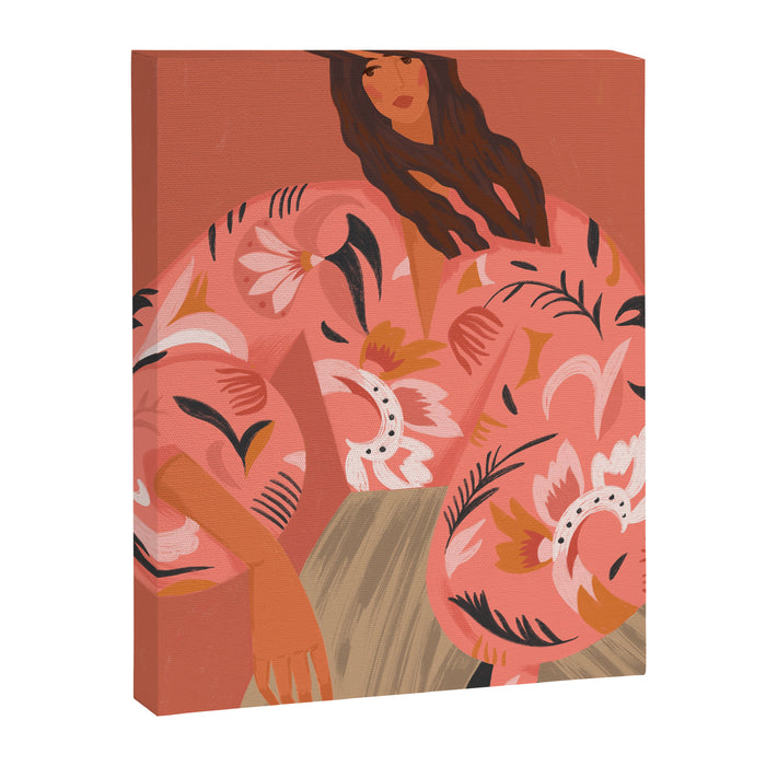 a girl in an embroidered shirt Canvas Print Gallery Image 1