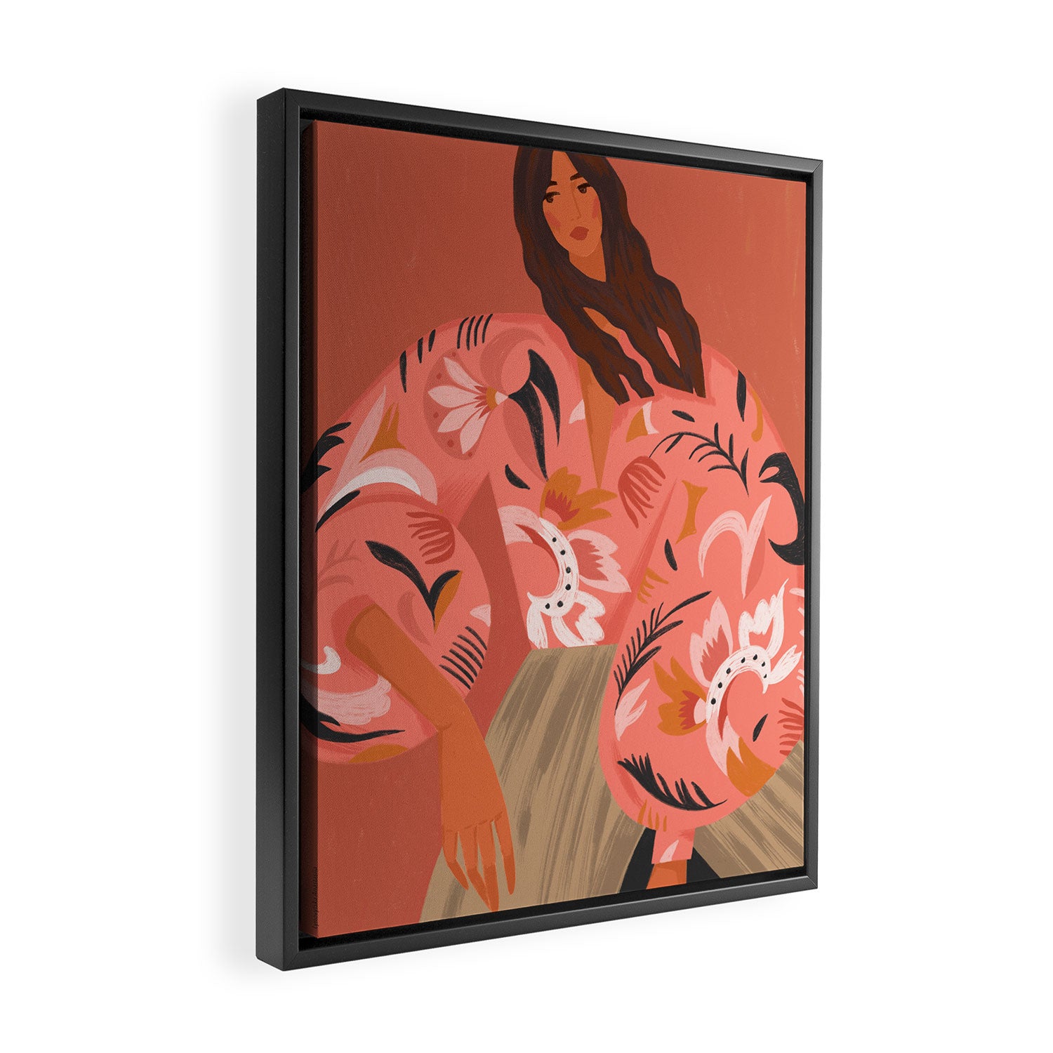 a girl in an embroidered shirt Framed Canvas Print Gallery Image 2