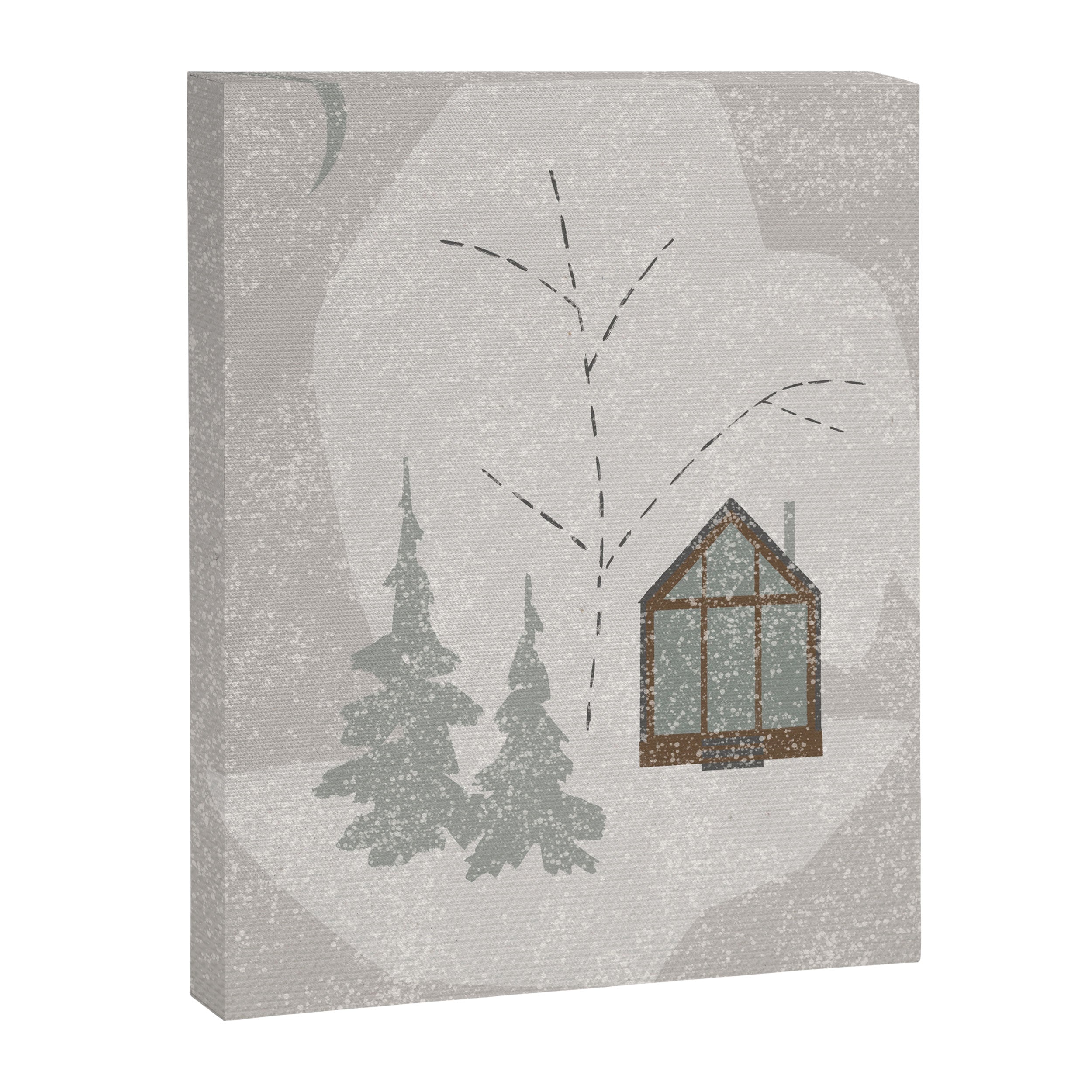 a wooden house in a snowy forest Canvas Print Gallery Image 6