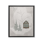 a wooden house in a snowy forest Framed Canvas Print Gallery Image 6