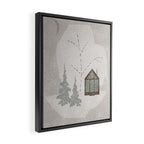 a wooden house in a snowy forest Framed Canvas Print Gallery Image 2