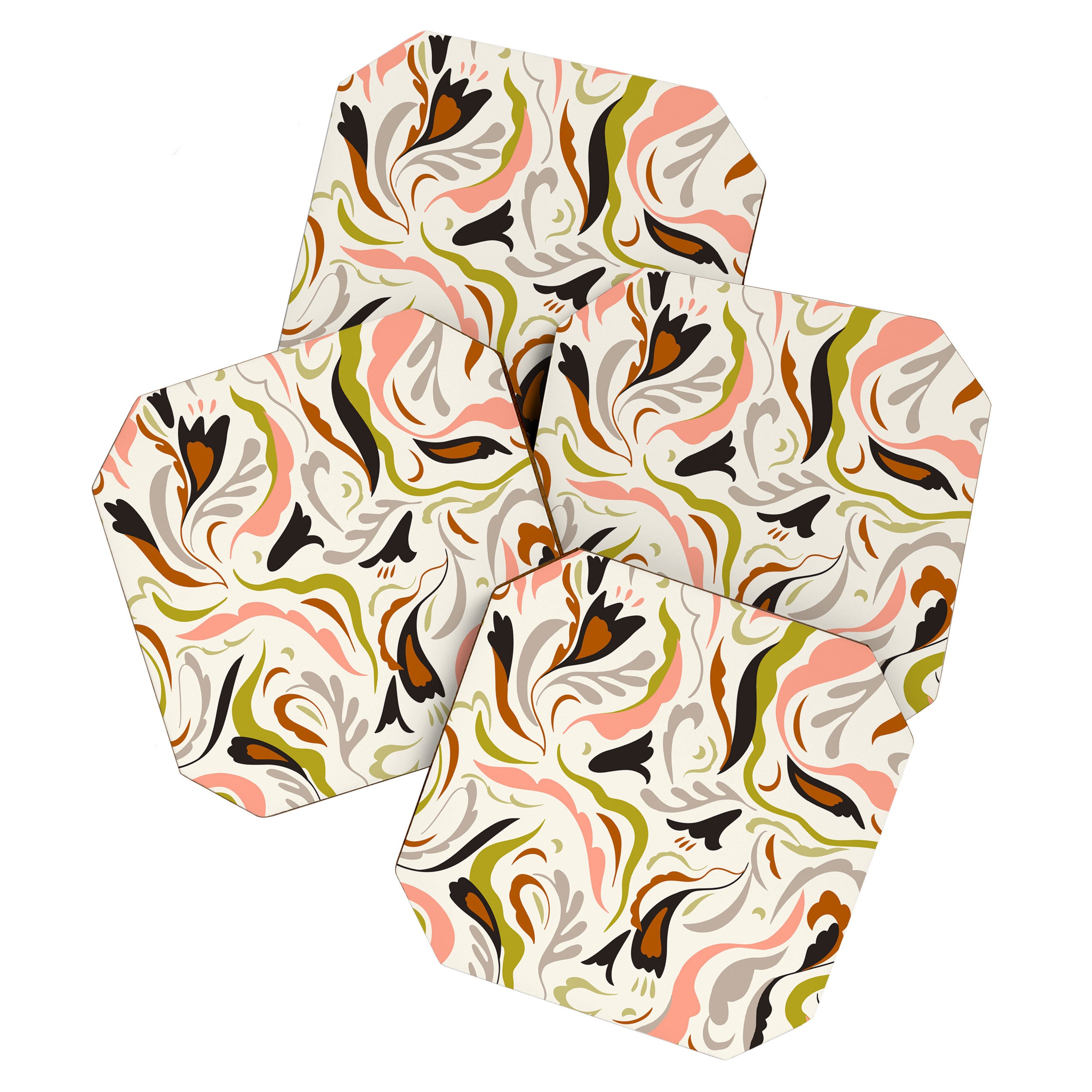 abstract decorative floral bright pattern Coaster Gallery Image 1