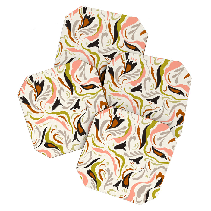 abstract decorative floral bright pattern Coaster Gallery Image 1