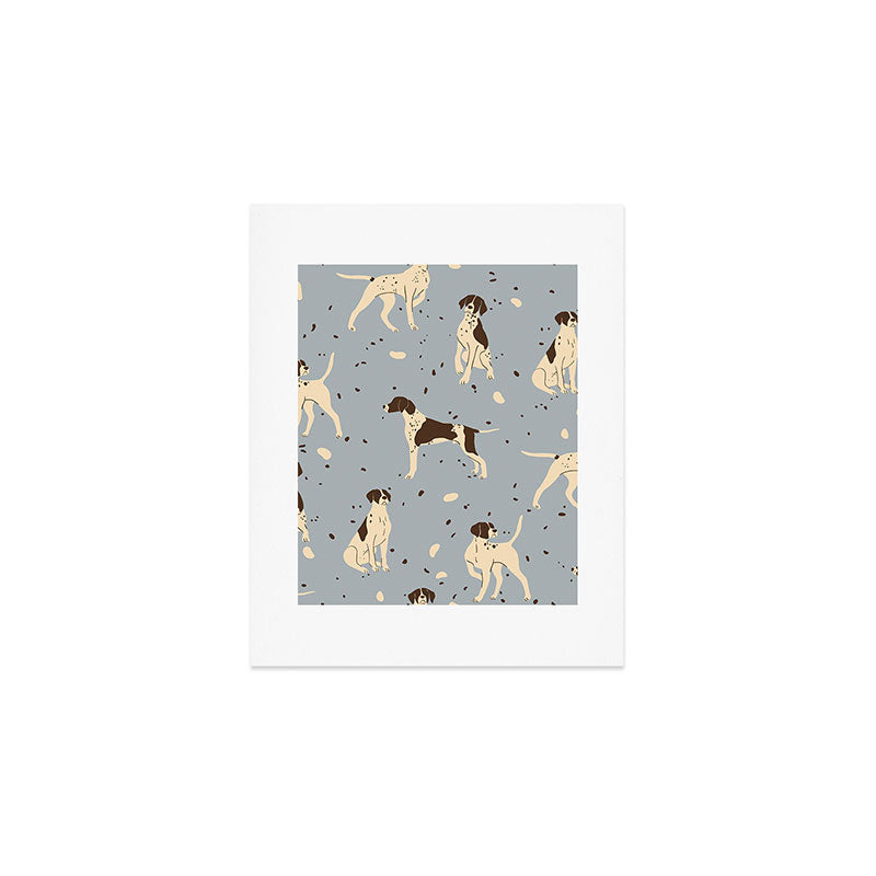 animalistic seamless pattern with hunting dogs Art Print Gallery Image 1