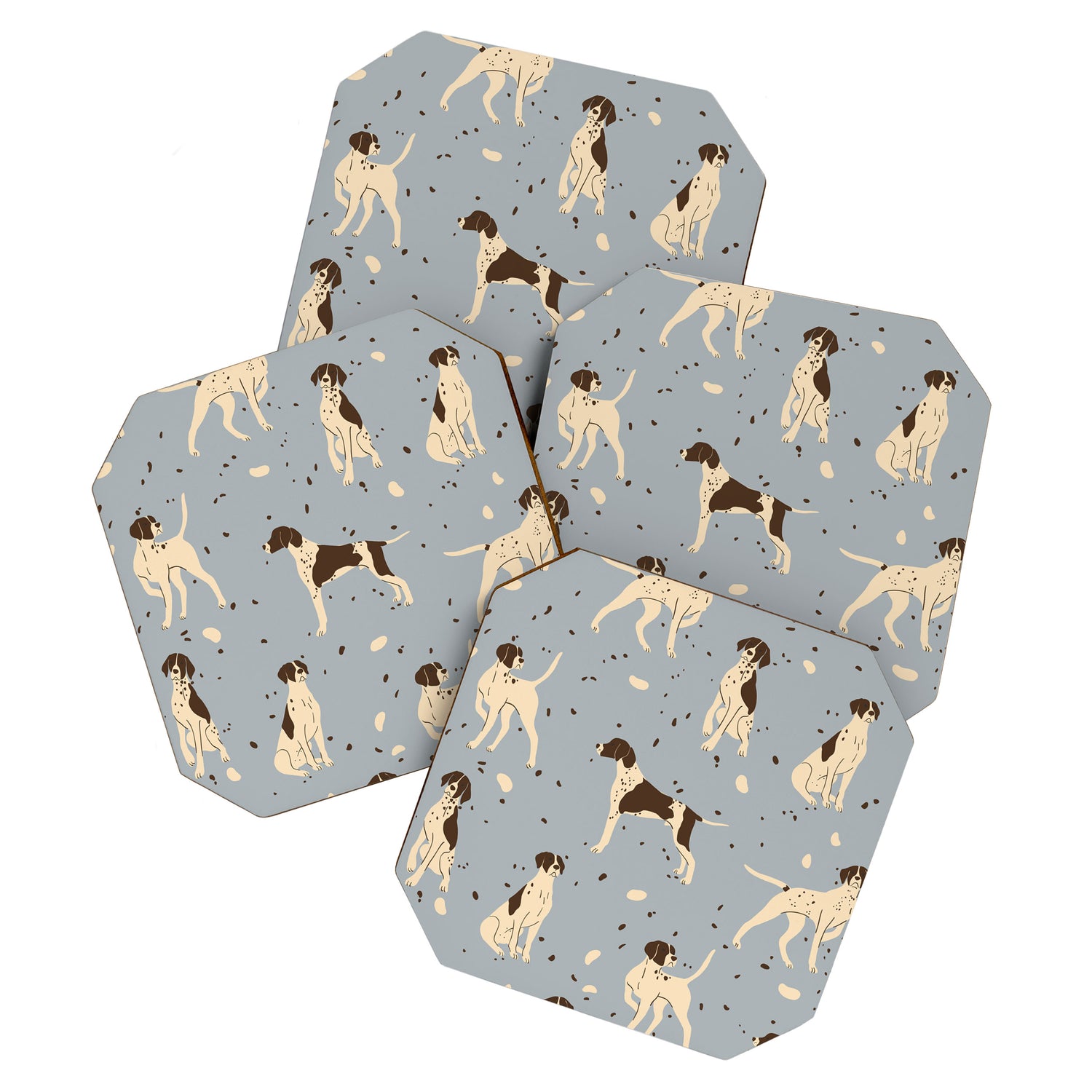 animalistic seamless pattern with hunting dogs Coaster Gallery Image 1