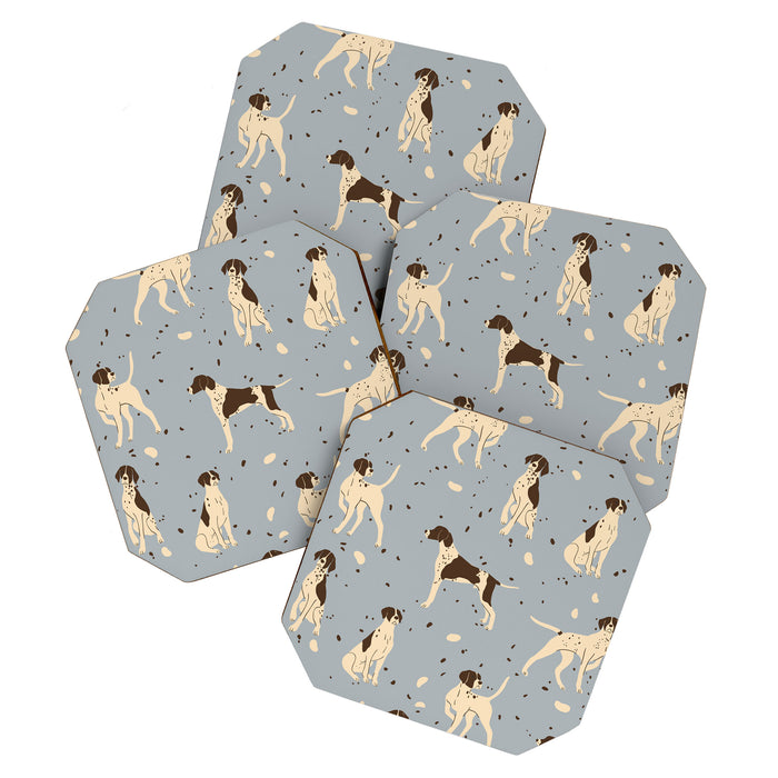 animalistic seamless pattern with hunting dogs Coaster Gallery Image 1
