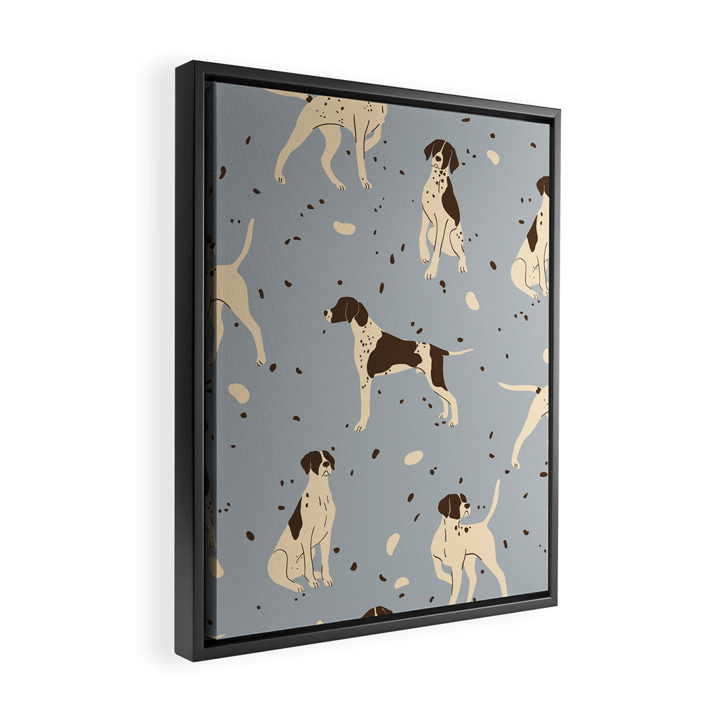 animalistic seamless pattern with hunting dogs Framed Canvas Print Gallery Image 2