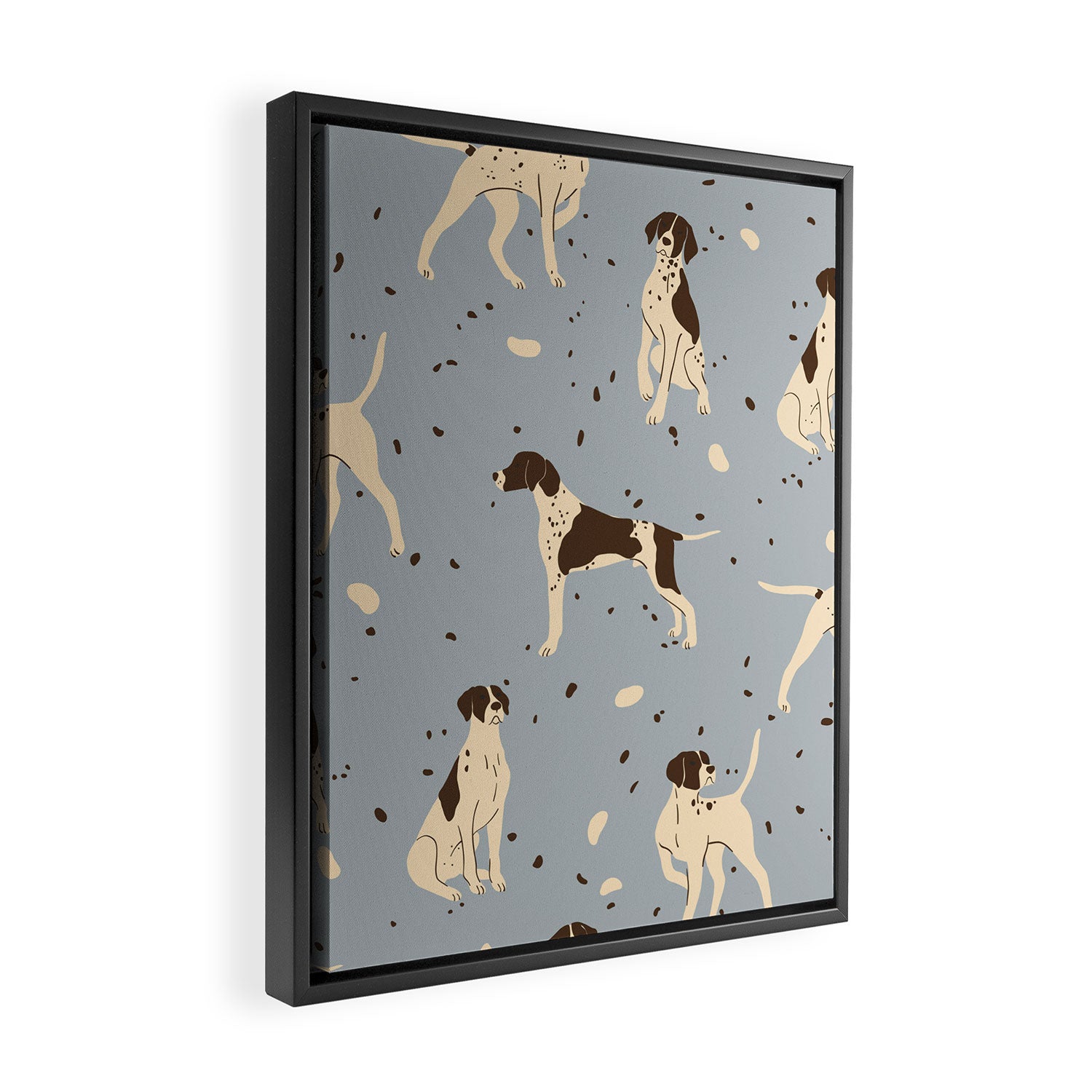 animalistic seamless pattern with hunting dogs Framed Canvas Print Gallery Image 2