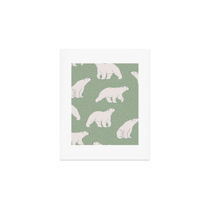 animalistic seamless pattern with polar bears Art Print Gallery Image 1