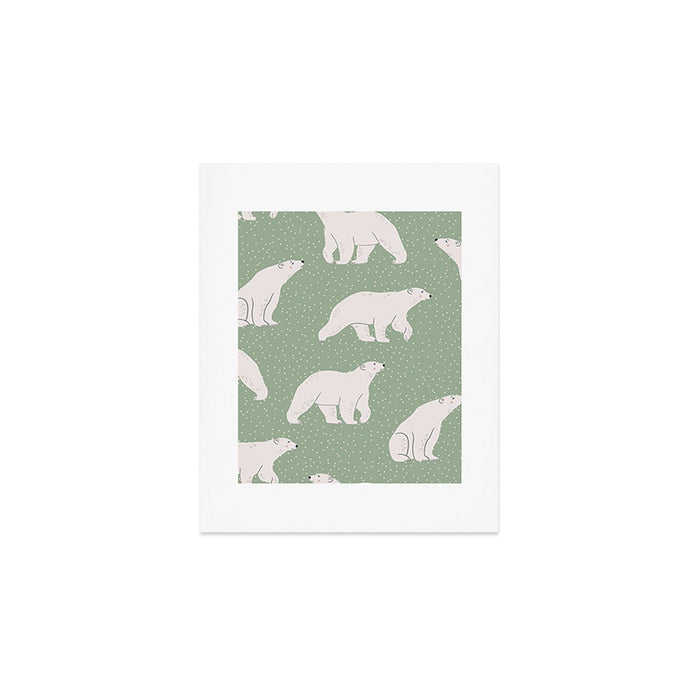 animalistic seamless pattern with polar bears Art Print Gallery Image 1
