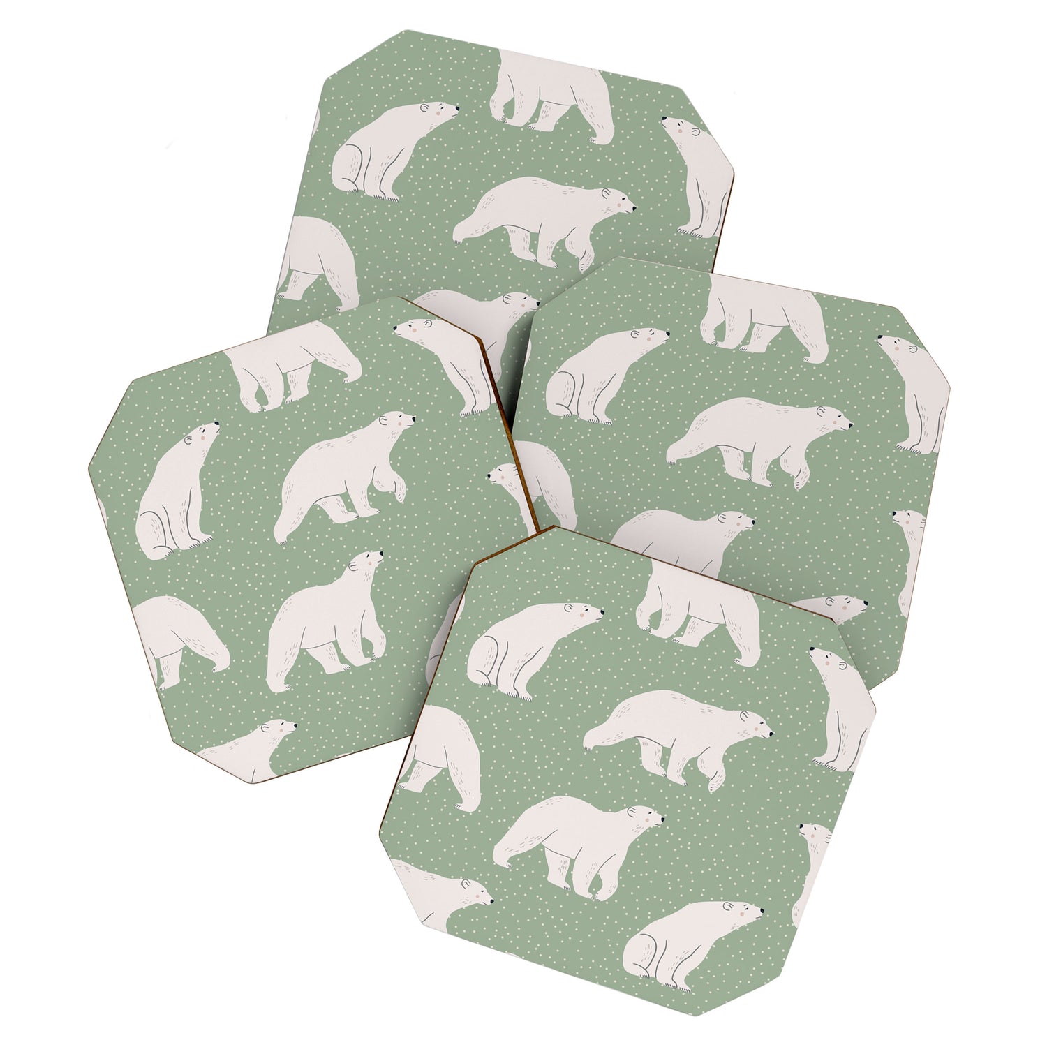 animalistic seamless pattern with polar bears Coaster Gallery Image 1
