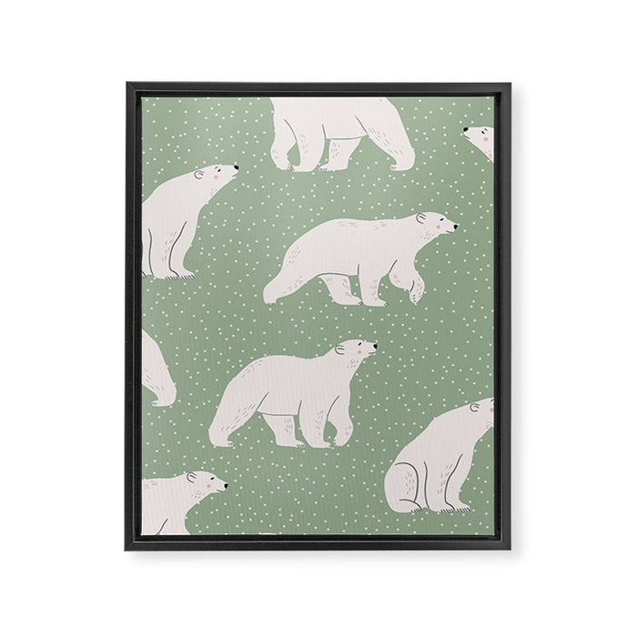 animalistic seamless pattern with polar bears Framed Canvas Print Gallery Image 1