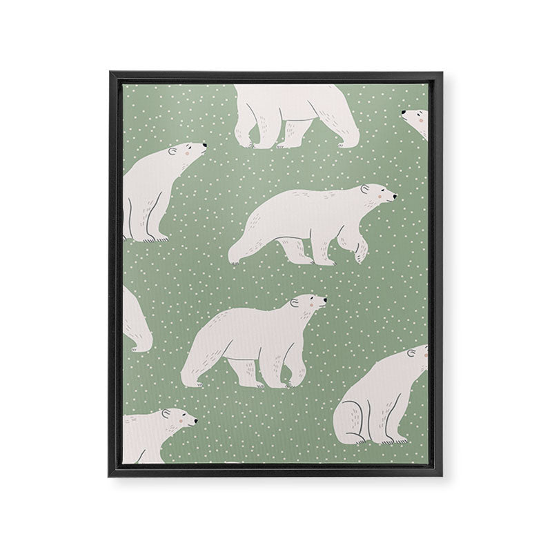 animalistic seamless pattern with polar bears Framed Canvas Print Gallery Image 8