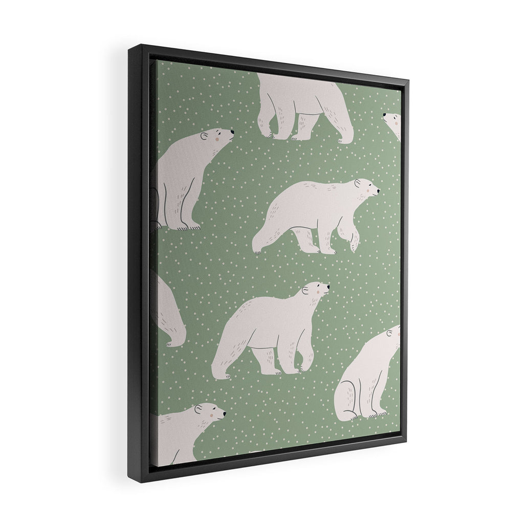 animalistic seamless pattern with polar bears Framed Canvas Print Gallery Image 2