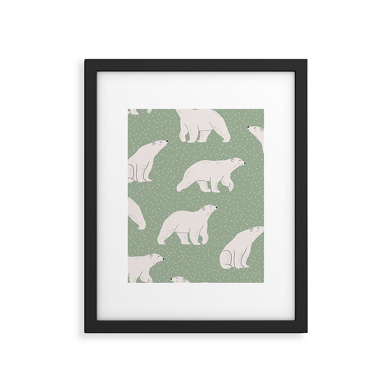 animalistic seamless pattern with polar bears Framed Art Print Gallery Image 6