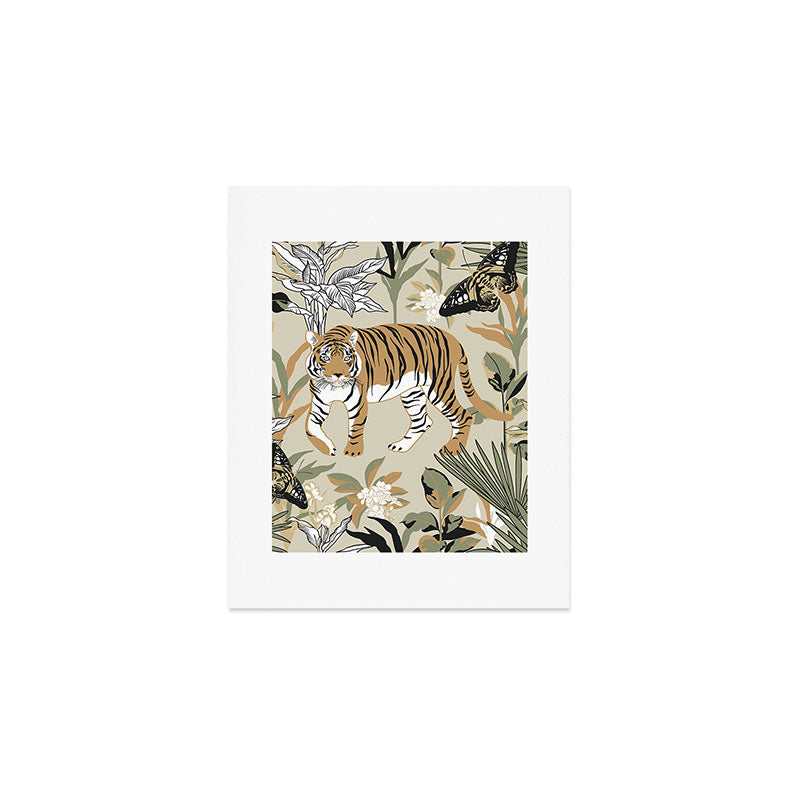 animalistic seamless pattern with tigers in the jungle Art Print Gallery Image 1