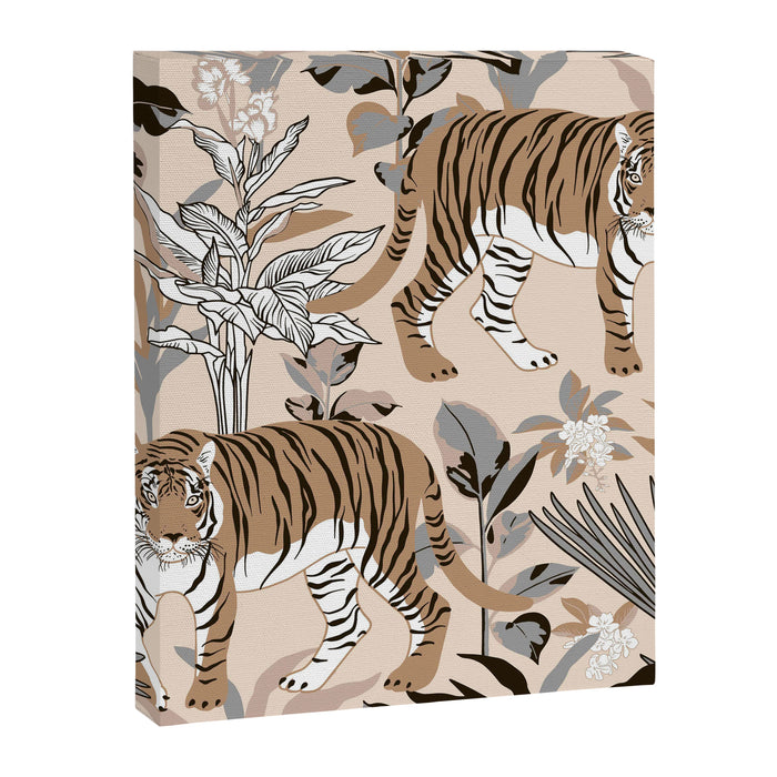 animalistic seamless pattern with tigers in the jungle Canvas Print Gallery Image 1