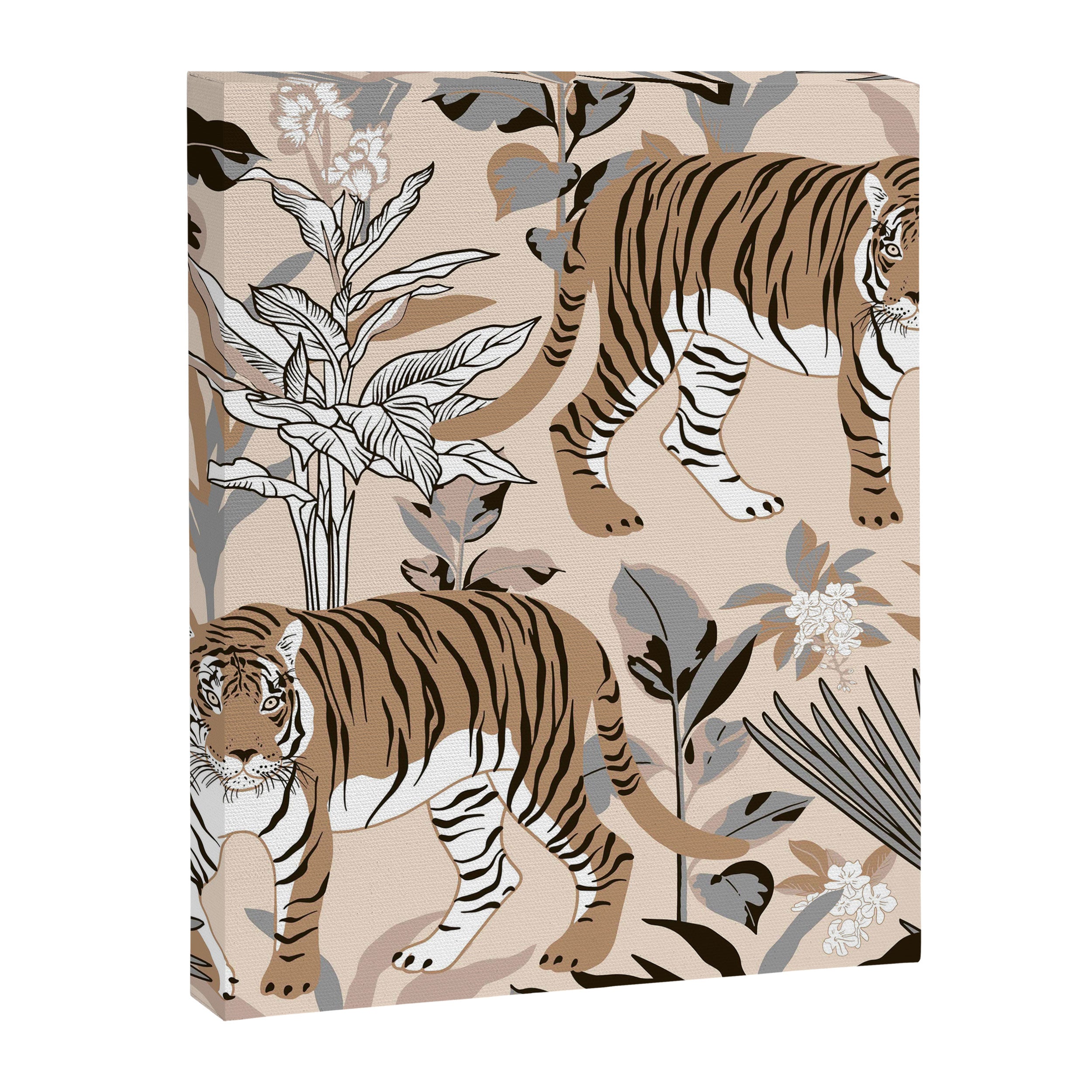 animalistic seamless pattern with tigers in the jungle Canvas Print Gallery Image 8