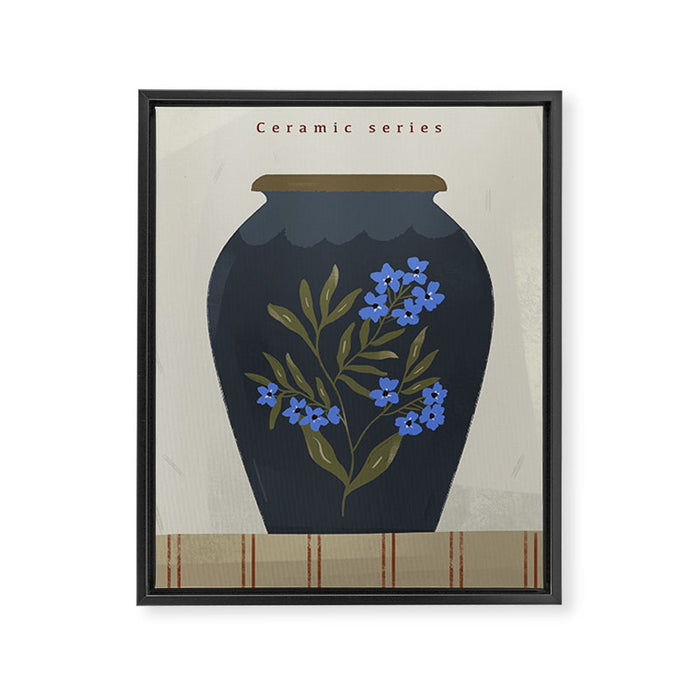  blue jug with floral ornament  Framed Canvas Print Gallery Image 1