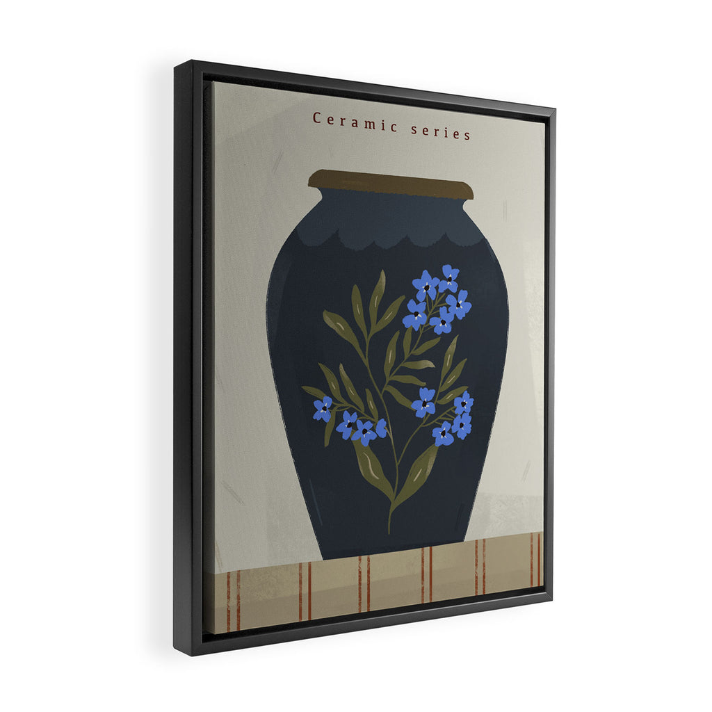  blue jug with floral ornament  Framed Canvas Print Gallery Image 2