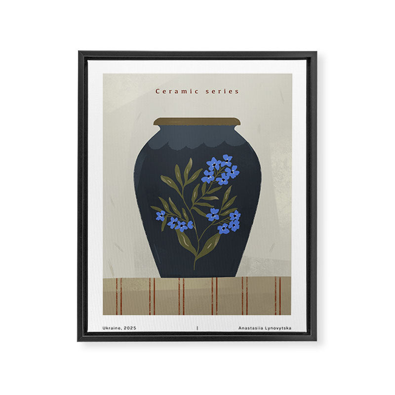 blue jug with floral ornament  Framed Canvas Print Gallery Image 6
