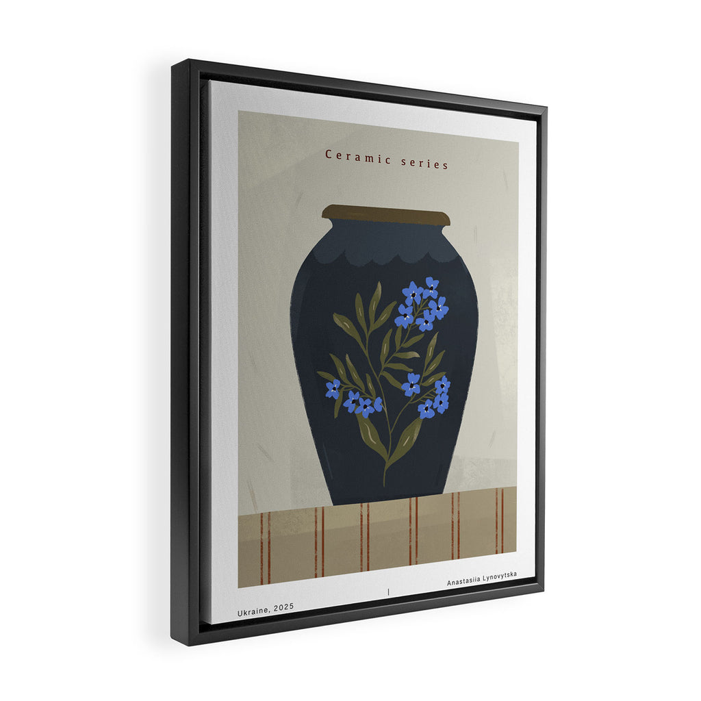 blue jug with floral ornament  Framed Canvas Print Gallery Image 2