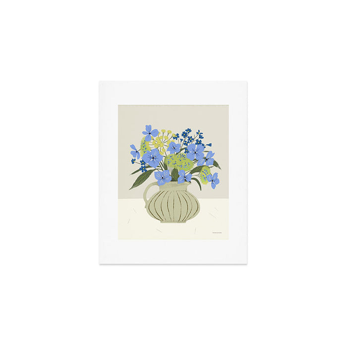 bouquet of bright blue flowers in a vase Art Print Gallery Image 1