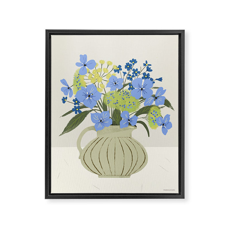 bouquet of bright blue flowers in a vase Framed Canvas Print Gallery Image 6