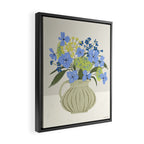 bouquet of bright blue flowers in a vase Framed Canvas Print Gallery Image 2