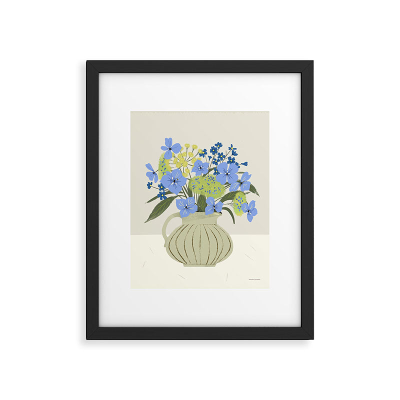 bouquet of bright blue flowers in a vase Framed Art Print Gallery Image 5