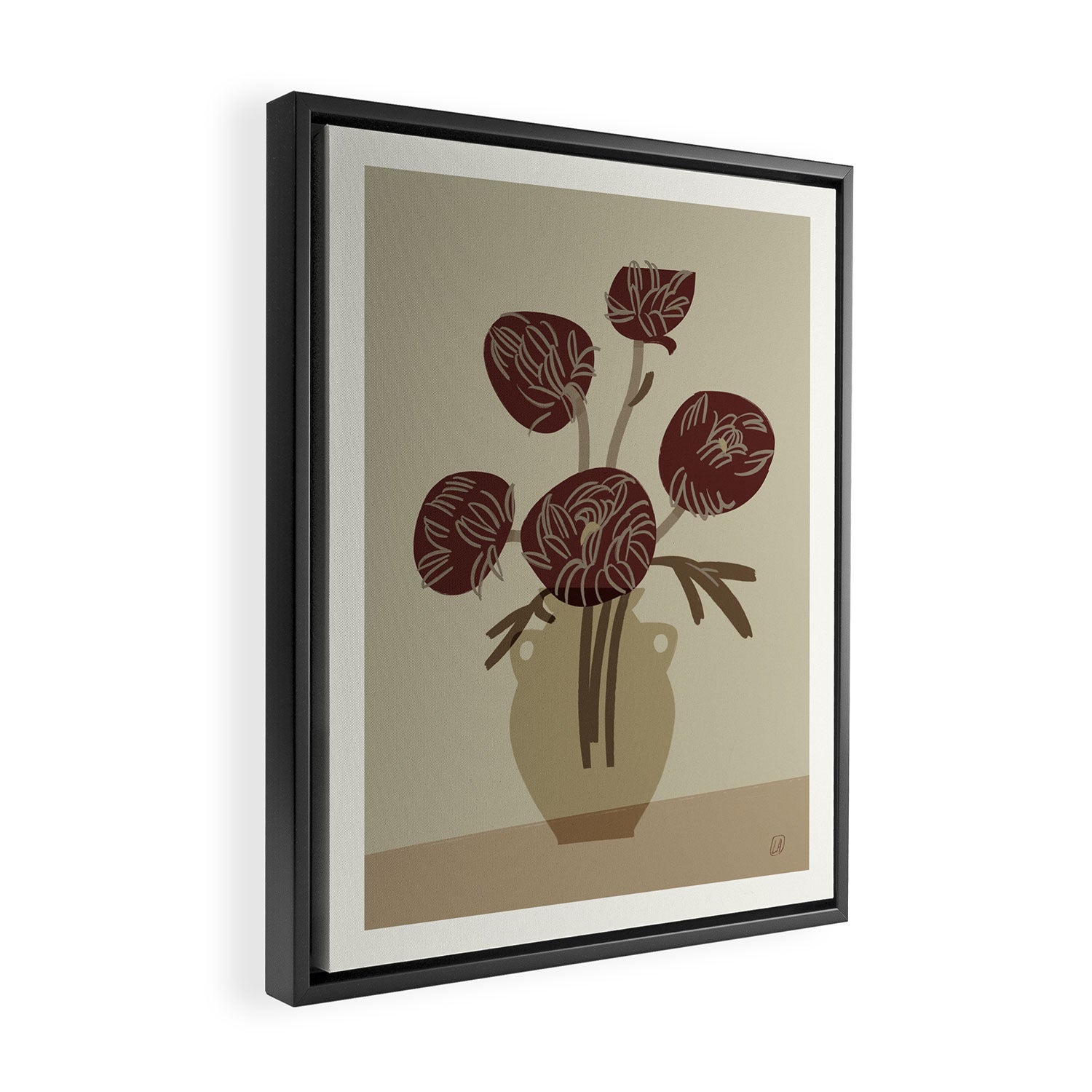  chrysanthemum flowers in a vase Framed Canvas Print Gallery Image 2