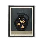  dark blue ceramic pot with floral ornament on a blue background Framed Canvas Print Gallery Image 6