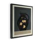  dark blue ceramic pot with floral ornament on a blue background Framed Canvas Print Gallery Image 2