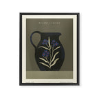 dark green ceramic jug with floral ornament on green background Framed Canvas Print Gallery Image 6