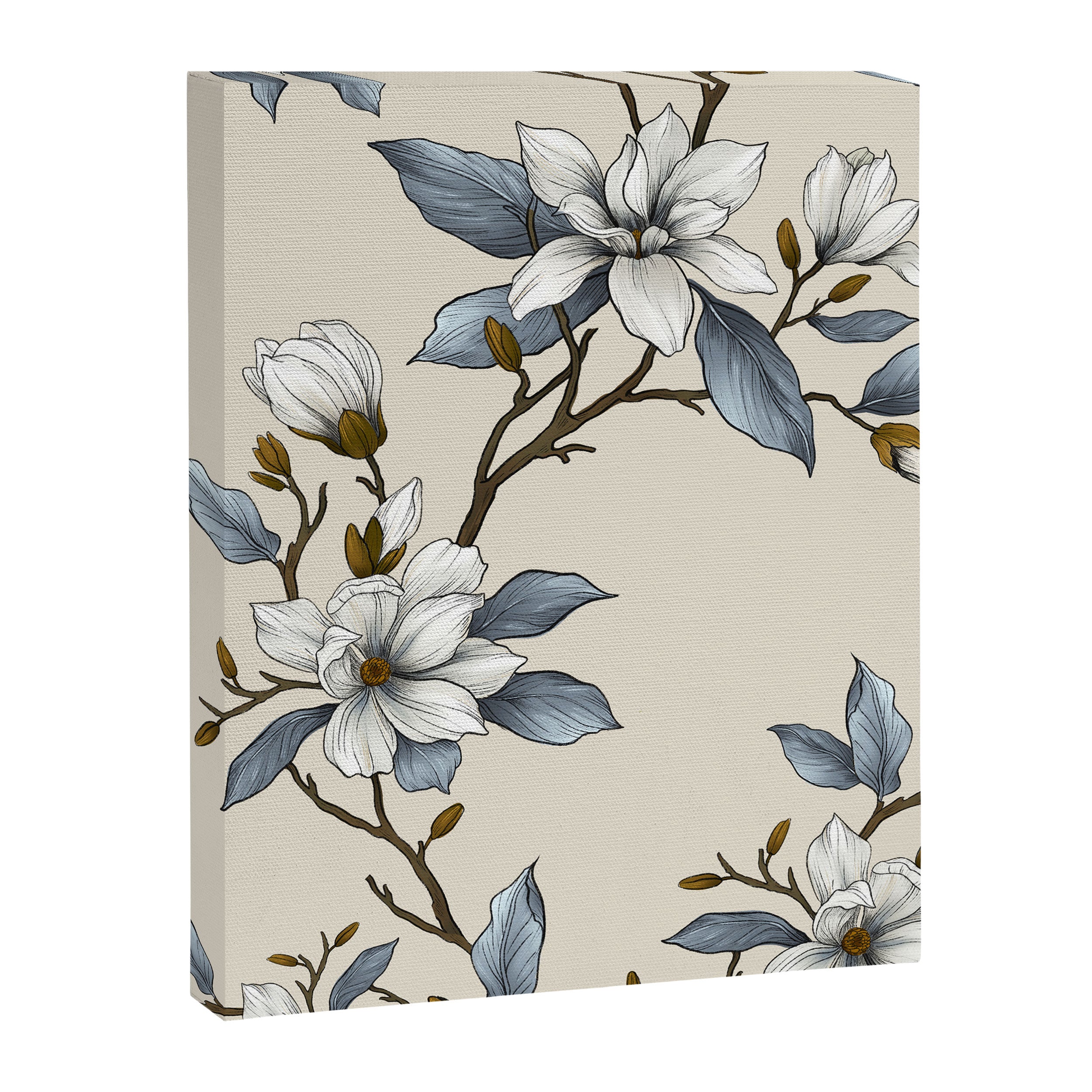 Elegant branch of white magnolia Canvas Print Gallery Image 8