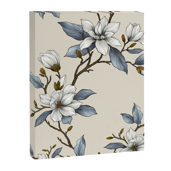 Elegant branch of white magnolia Canvas Print Gallery Image 1