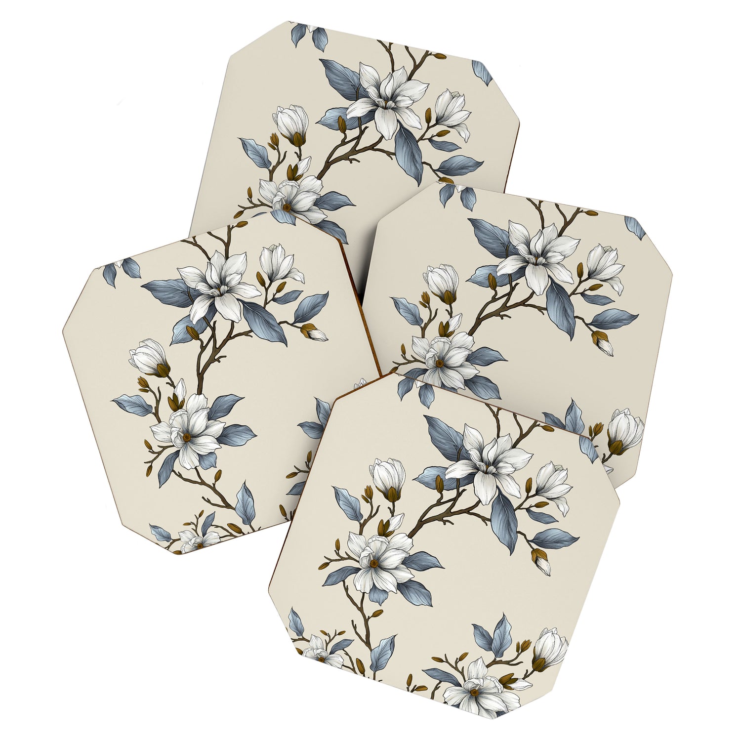 Elegant branch of white magnolia Coaster Gallery Image 1